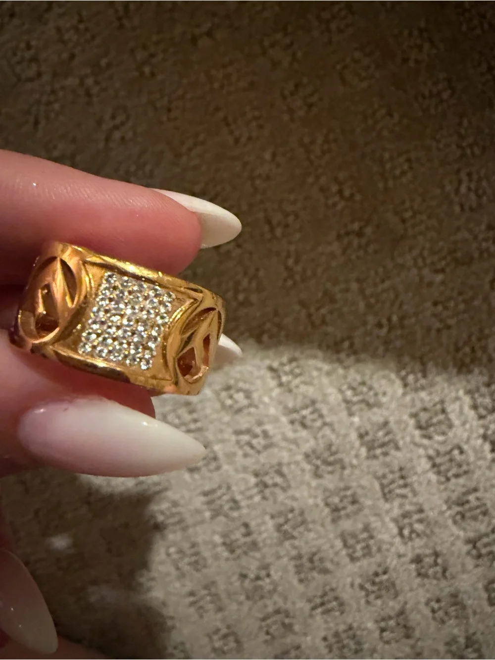 Fendi Ring with Pave Crystals